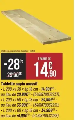 Bricorama Tablette sapin massif offre