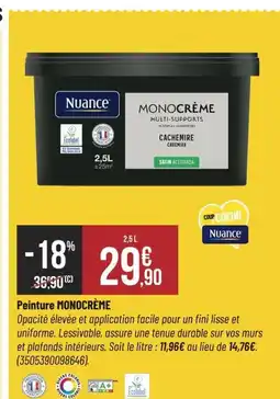 Bricorama NUANCE Peinture monocrème offre