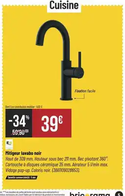 Bricorama Mitigeur lavabo noir offre