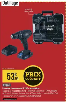 Bricorama SCHEPPACH Perceuse visseuse sans fil 20V + accessoires offre