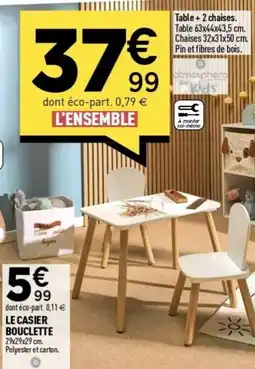 Centrakor Table + 2 chaises offre