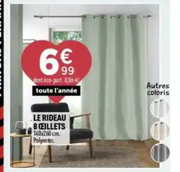 Centrakor Le rideau 8 oeillets offre