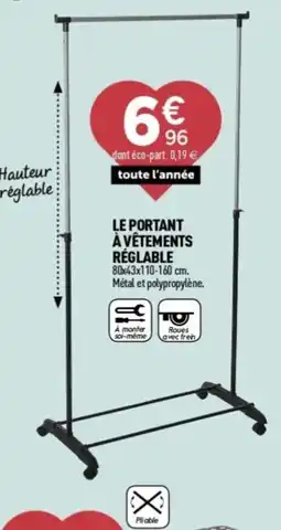 Centrakor Le portant à vêtements réglable offre