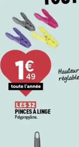 Centrakor Les 32 pinces à linge offre
