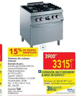 METRO ZANUSSI Gamme de cuisson offre