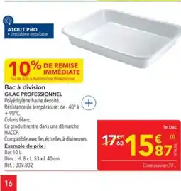 METRO GILAC PROFESSIONNEL Bac à division offre