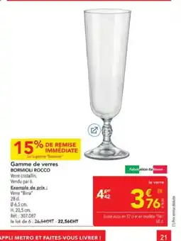 METRO BORMIOLI ROCCO Gamme de verres offre