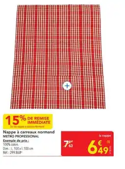 METRO METRO PROFESSIONAL Nappe à carreaux normand offre