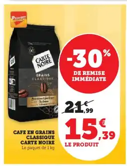 Super U CARTE NOIRE Cafe en grains classique offre