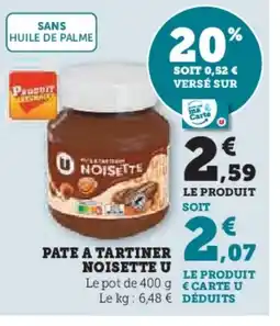 Super U U Pate a tartiner noisette offre