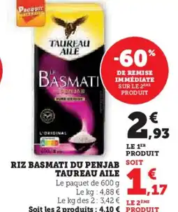 Super U Riz basmati du penjab taureau aile offre