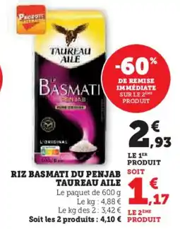 Super U TAUREAU AILE Riz basmati du penjab offre