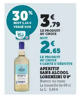 Super U Aperitif sans alcool lorenzini u 0° offre