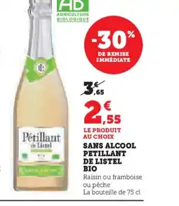 Super U Sans alcool petillant de listel bio offre