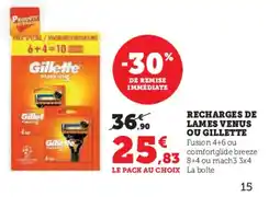 Super U GILLETTE Recharges de lames venus offre