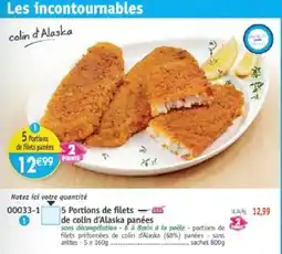 Maximo 5 portions de filets de colin d'alaska panées offre
