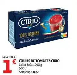 Auchan Coulis de tomates cirio offre