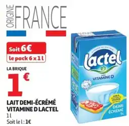 Auchan Lait demi-écrémé vitamined lactel offre
