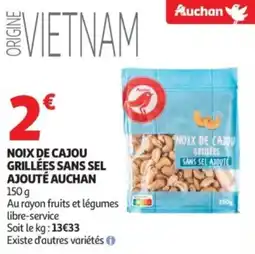 Auchan Noix de cajou grillées sans sel ajouté auchan offre