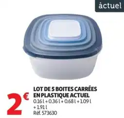 Auchan Lot de 5 boites carrées en plastique actuel offre