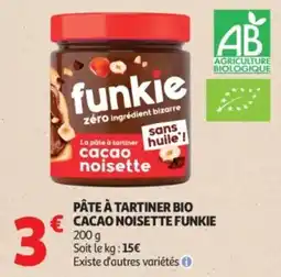 Auchan Pâte à tartiner bio cacao noisette funkie offre