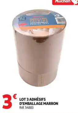 Auchan Lot 3 adhésifs d'emballage marron offre