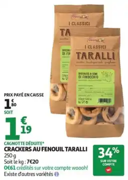 Auchan Crackers au fenouil taralli offre