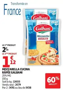 Auchan Mozzarella cucina râpée galbani offre