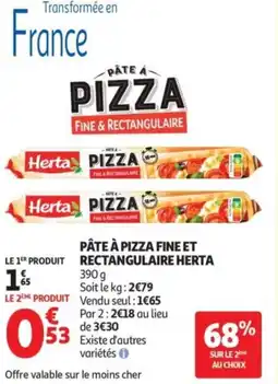 Auchan Pâte à pizza fine et rectangulaire herta offre