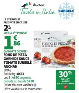 Auchan Fond de pizza garni de sauce tomate surgelé auchan offre