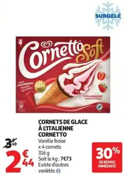 Auchan Cornets de glace à l'italienne cornetto offre