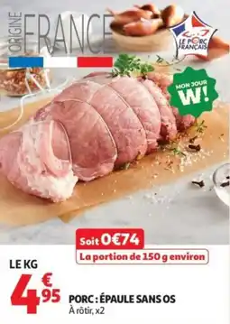 Auchan 95 porc: épaule sans os à offre