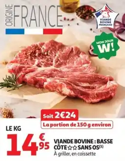 Auchan Viande bovine: basse 95 côtesans os offre