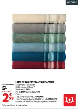 Auchan Linge de toilette fantaisie actuel offre