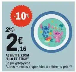E.Leclerc ASSIETTE 22CM LILO ET STICH offre
