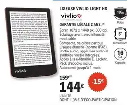 E.Leclerc LISEUSE VIVLIO LIGHT HD offre