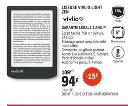 E.Leclerc LISEUSE VIVLIO LIGHT ZEN offre