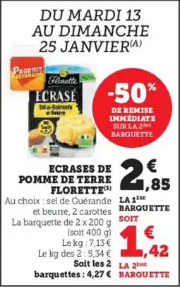 Super U Ecrases de pomme de terre florette offre