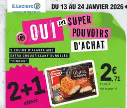 E.Leclerc FINDUS 2 colins d'alaska msc extra croustillant surgelés offre