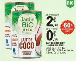 E.Leclerc JARDIN BIO ÉTIC Lait de coco bio offre