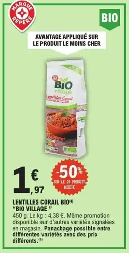 E.Leclerc BIO VILLAGE Lentilles corail bio offre