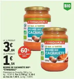 E.Leclerc ÉTHIQUABLE Beurre de cacahuète bio offre