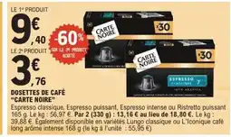 E.Leclerc CARTE NOIRE Dosettes de café offre