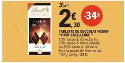 E.Leclerc LINDT EXCELLENCE Tablette de chocolat fusion offre