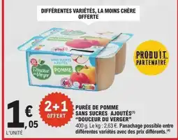 E.Leclerc DOUCEUR DU VERGER Purée de pomme sans sucres ajoutés offre