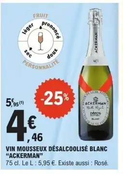 E.Leclerc ACKERMAN Vin mousseux désalcoolisé blanc offre
