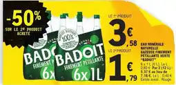 E.Leclerc BADOIT Eau minérale naturelle gazeuse finement pétillante verte offre