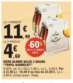E.Leclerc TRIPEL KARMELIET Bière blonde belge 3 grains offre
