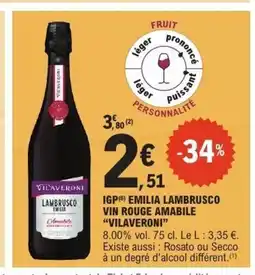 E.Leclerc VILAVERONI Igp emilia lambrusco vin rouge amabile offre