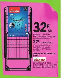 E.Leclerc VILEDA Séchoir extra ultimate black offre